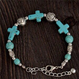 NWOT Synthetic Turquoise Cross Bracelet